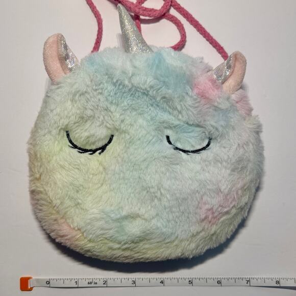 🦄 Unicorn Crossbody Purse for Kids Child Plush Fluffy Soft Rainbow Bag Glitter - Picture 5 of 6